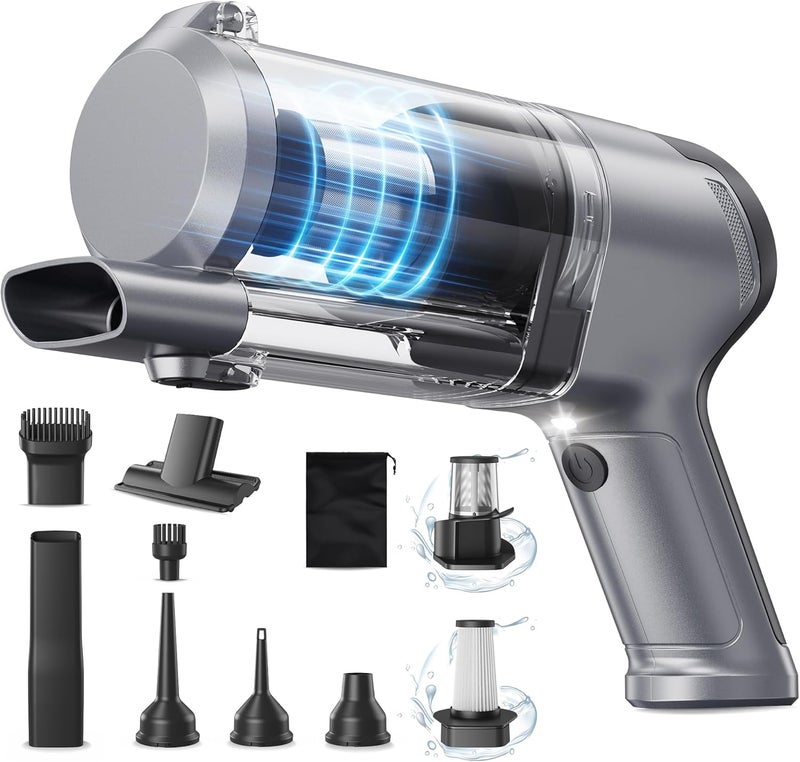 Mecanto Hand Held Vacuum Car Vacuum Cleaner 18000PA High Power, 4-in-1 Air Duster & Air Blower & Pump Cordless Rechargeable Mini Small Shop Vac for Household Chores, Flooring, Car, Pet Hair - Image 1